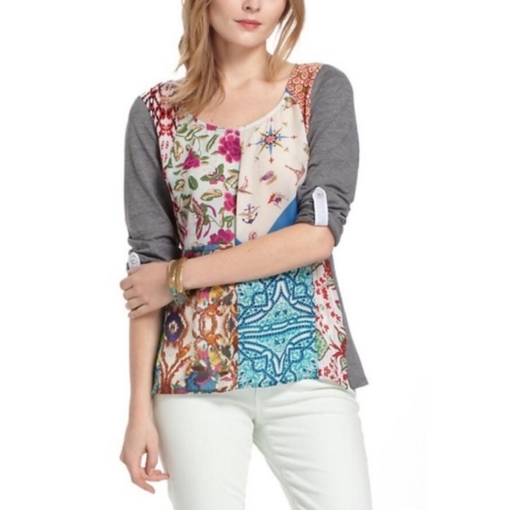 One September Anthropologie Milieu Patchwork Top